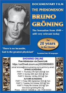 Free showing online:  Documentary film: The phenomenon Bruno Groening - His words banish illness.
